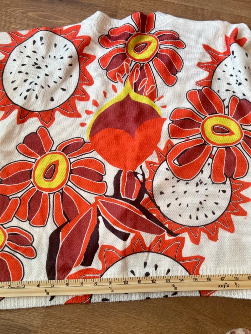Cream Floral-Print Crew Neck Sweater in Red & Orange - Picture 4 of 6